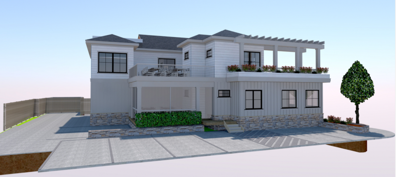 A view of the proposed restaurant from Bellevue Street shows the location of a planned takeout window. SUBMITTED RENDERING